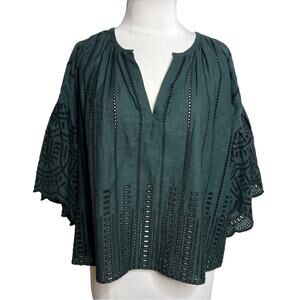Ne Quittez pas embroidered eyelet peasant top Sz S